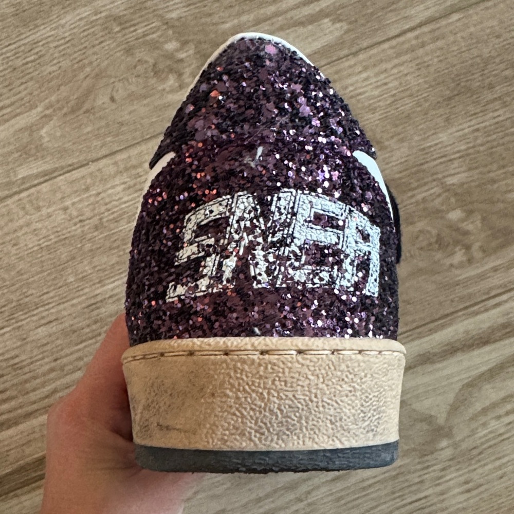 Golden Goose White and Glitter BallStar Lace Up Sneakers - Picture 3 of 8